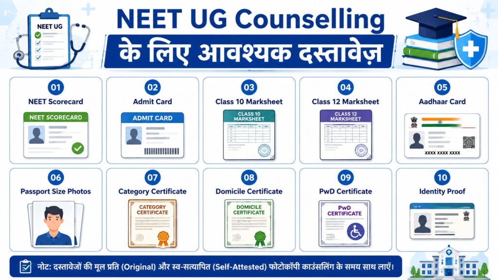 NEET UG Counselling के लिए आवश्यक दस्तावेज़ 2026