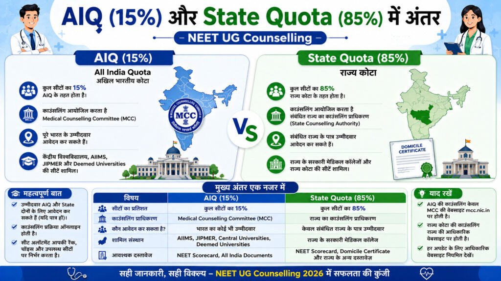 NEET UG AIQ और State Quota में अंतर 2026