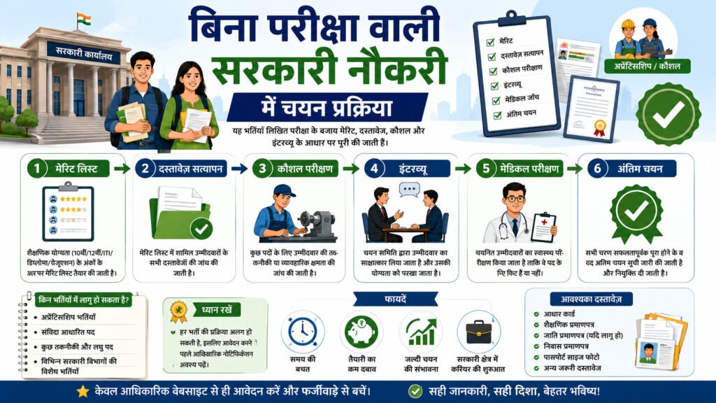 बिना परीक्षा वाली सरकारी नौकरी में चयन प्रक्रिया